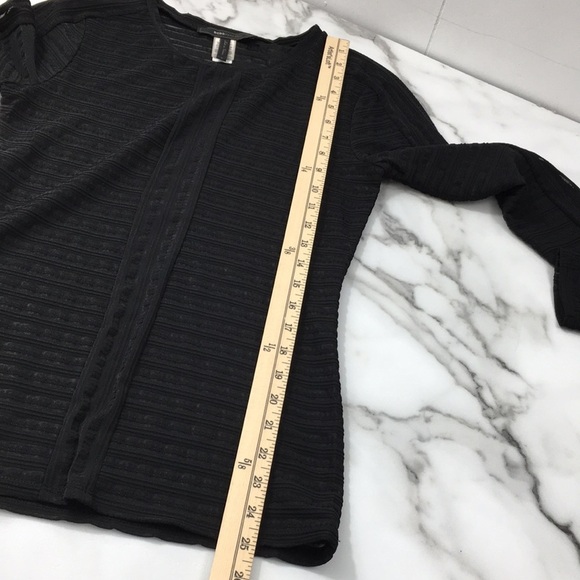 BCBG MaxAzria Black Jacquard Knit Pullover Blouse Womens Small Long Sleeve - Picture 9 of 11